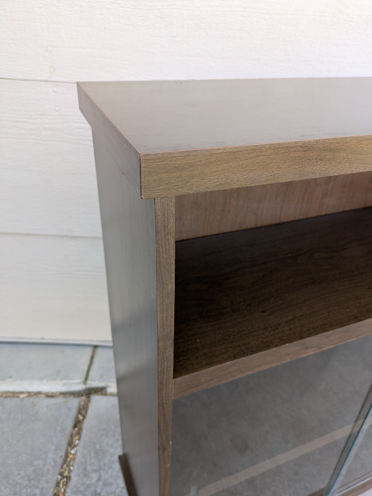 Vintage Mid Century Modern Bookcase Shelf Display Cabinet Sliding Glass Door E26