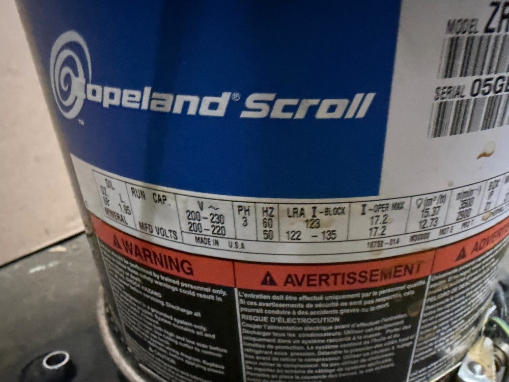 COPELAND SCROLL COMPRESSOR model ZR54K3-TF5-230