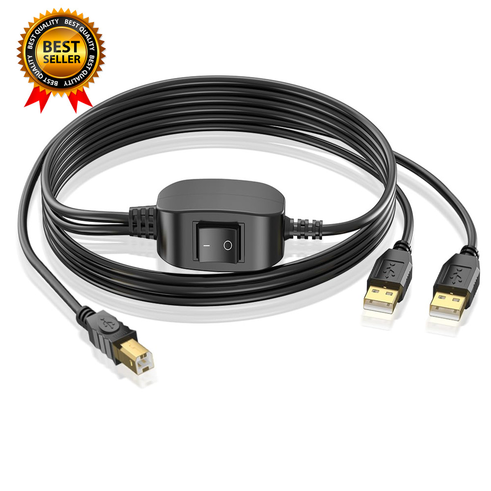 Printer Cable Splitter for Two Computers USB Splitter 1 in 2 Out USB-B Share Cab