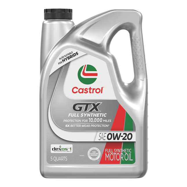 Castrol GTX 0W-20 Full Synthetic Motor Oil 5 Quarts Sludge Protection