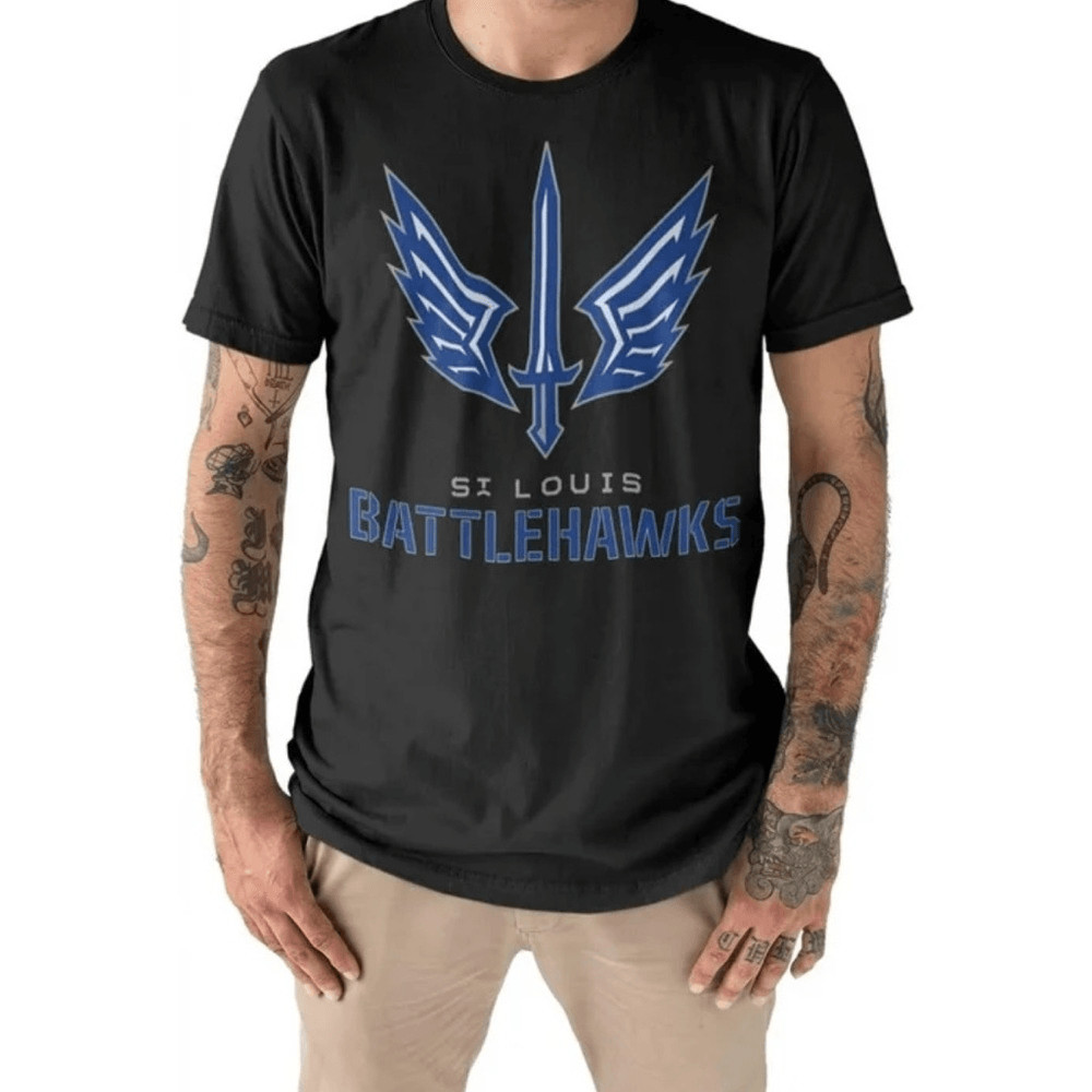 Men’s XL St. Louis Battlehawks Black Short Sleeve T-Shirt Tee Top Football