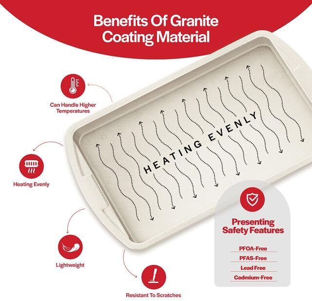 Baking Pan Set - 6 Piece - Stackable, Deluxe, Non-Stick Baking