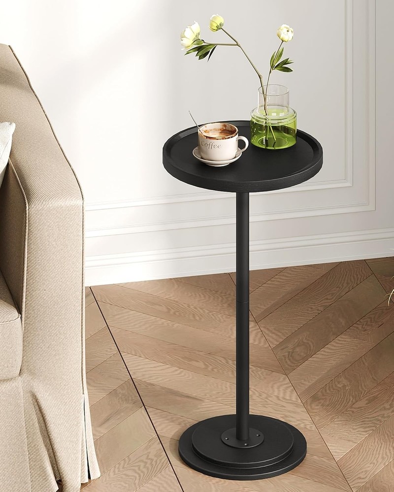Small Round Side Table Drink Table Small Spaces Pedestal Cocktail Table