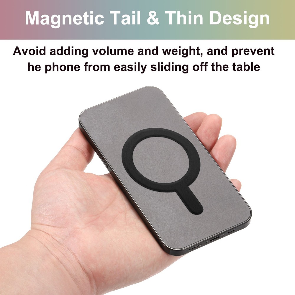 2Pcs Magnetic Adapter Ring Leather Magnetic Sticker Ring Black
