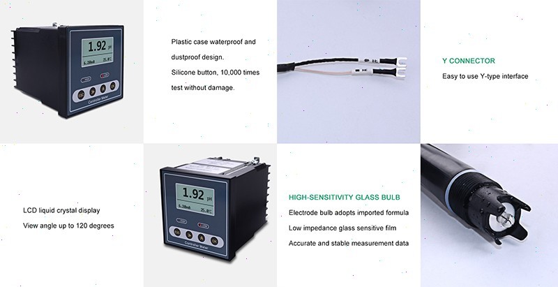Industrial Online PH Controller Meter Tester with Range 0~14pH Accuracy ±0.02pH