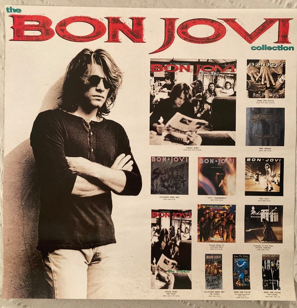 Bon Jovi 1994 Two-Sided Promo Poster Cross Road With Album Catalog
