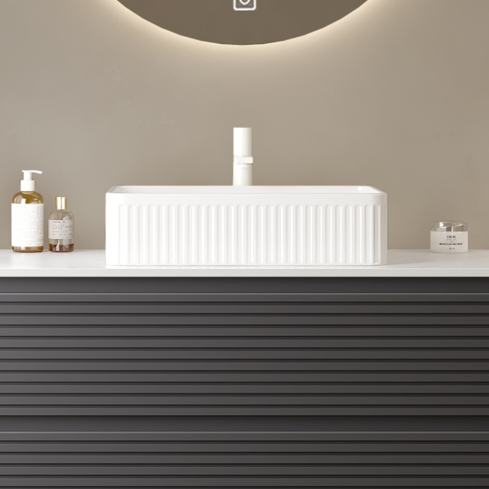 Bathroom Sink Rectangular Striped Vessel NO Cabinet
