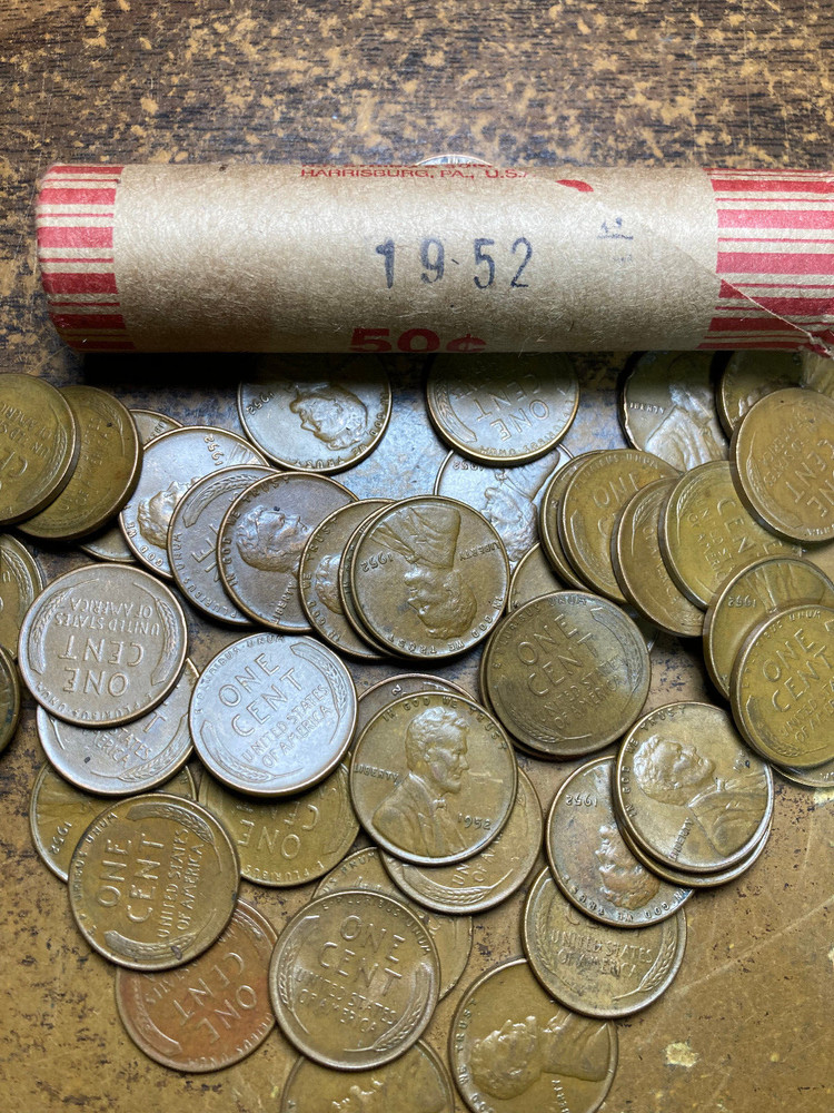 1952 LINCOLN WHEAT CENT PENNY ROLL, nice condition