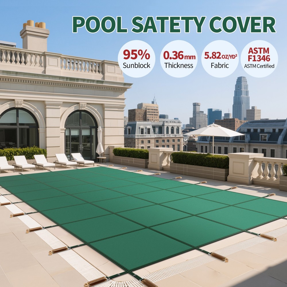 18x36ft Rectangular Pool Safety Cover, Inground/Underground, Hardware Included.