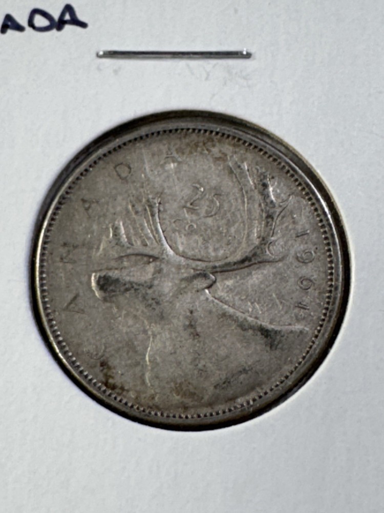 1961 Canada 25 Cents Silver Coin
