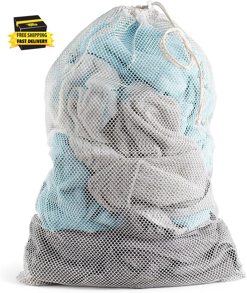 Extra Large Mesh Laundry Bag Heavy Duty Mesh Wash Bag with Drawstring Closure fo