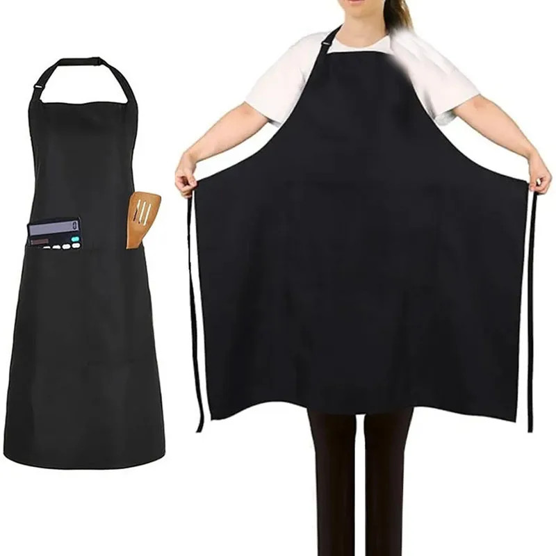 Plus Size Aprons with Pockets Kitchen Cooking Bib with Adjustable Neck Strap Wat