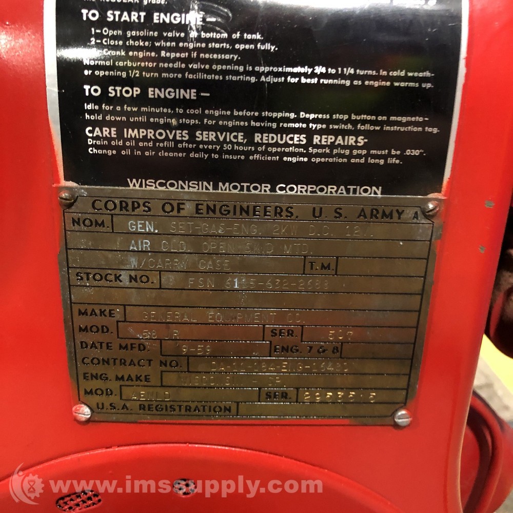 Wisconsin Engine AENLD Vintage Generator 7447