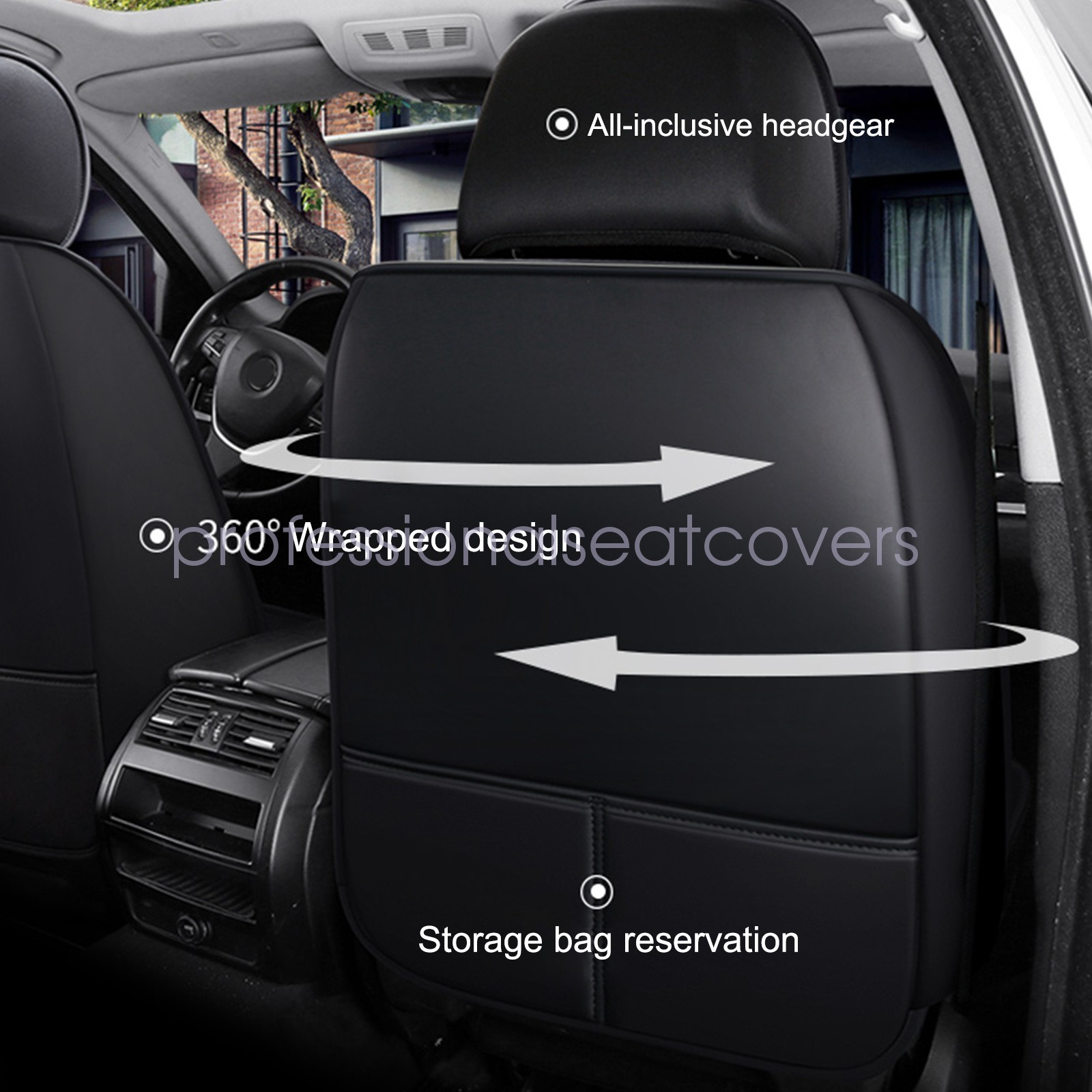 Fit For BMW Car Seat Cover Full Set PU Leather 5-Seats Front + Rear Protector US