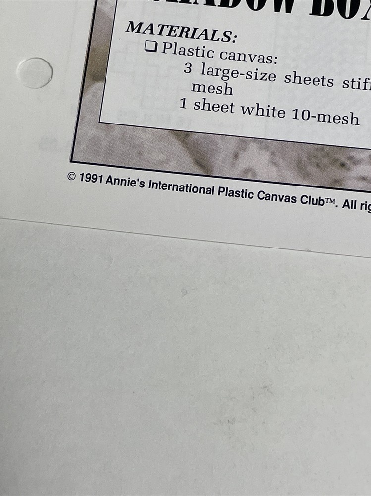 Victorian Shadow Box Annie's Plastic Canvas Pattern