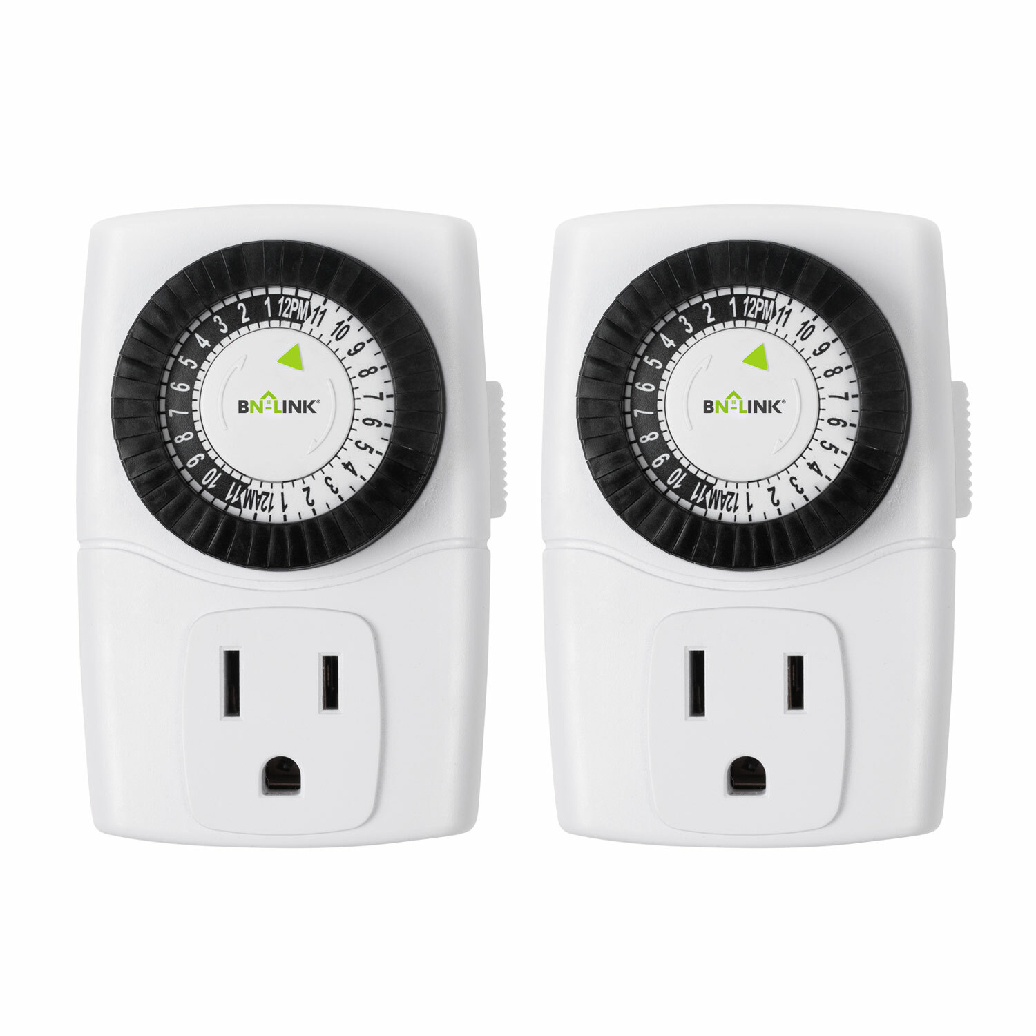 BN-LINK Indoor 24-Hour Mechanical Outlet Timer Plug Indoor 2 Pack 2or 3 Prong