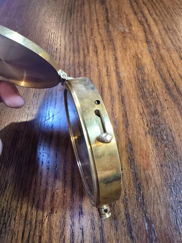 Antique Solid brass 3inch push button Pocket Compass