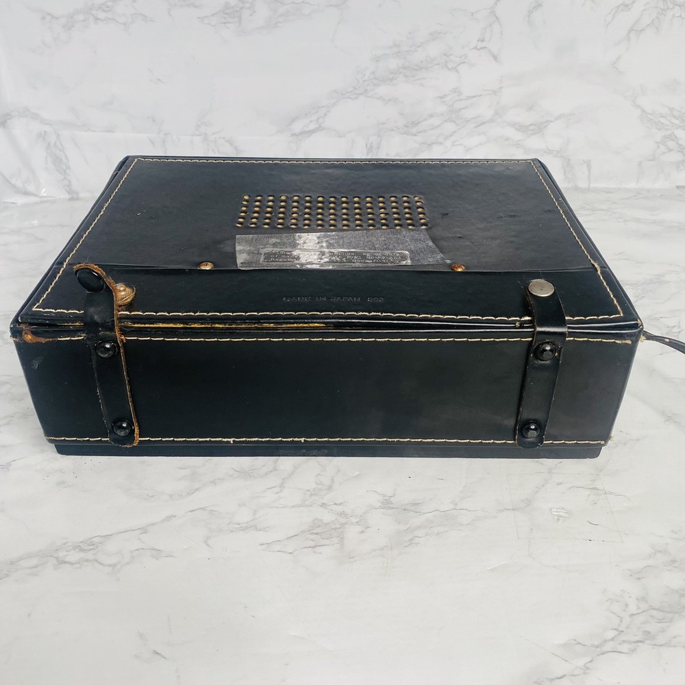 Vtg Solid State 18 Transistor Radio AFCO Works SEE VIDEO Multi-band Leather Case