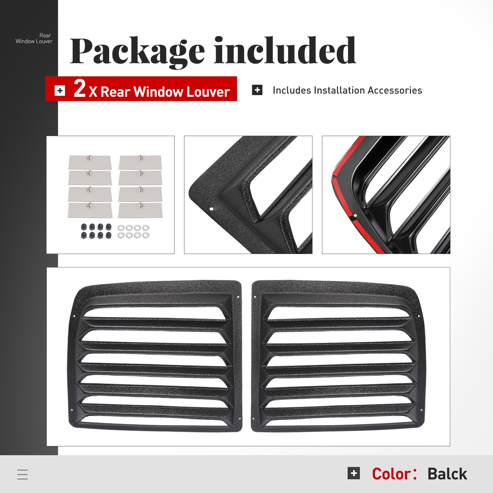 Rear Window Louver Sun Shade For 97-17 Chevy Express GMC Savana 1500 2500 Pair