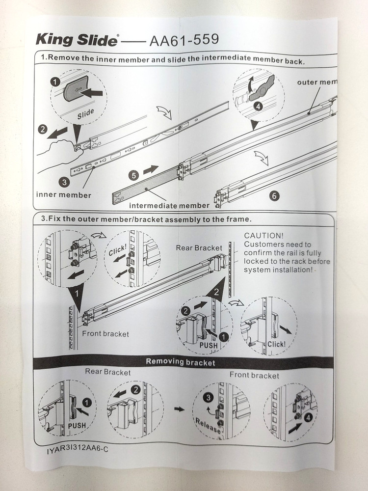King Slide Server Rack Rail AA61-559