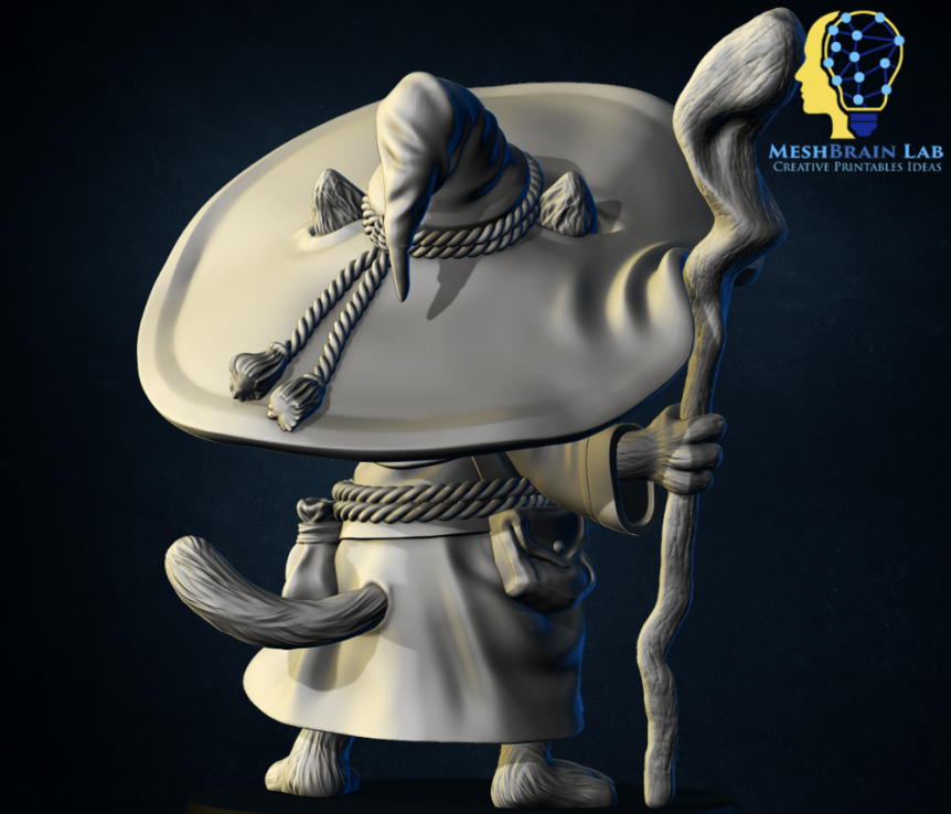 DnD cat folk wizard with big hat MBL-066