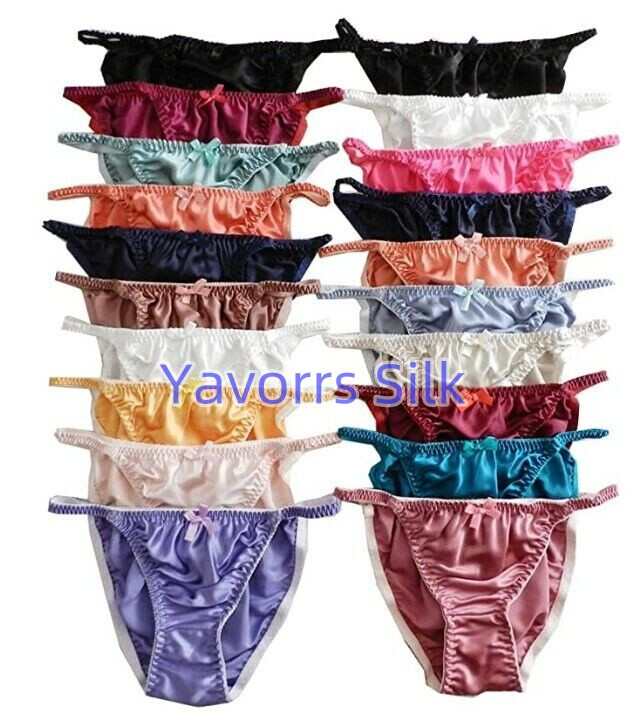 Yavorrs wholesale 20pcs 100% Silk String Bikini Briefs/Panties Size S M L XL XXL