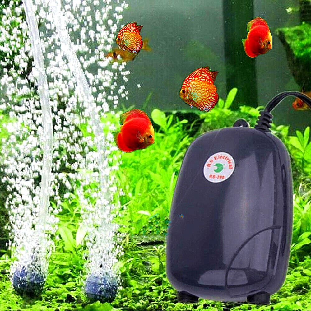 For 300 Gallon Aquarium Fish Tank Silent Air Pump 2 Outlet W/2 Air Stones+ Pipe