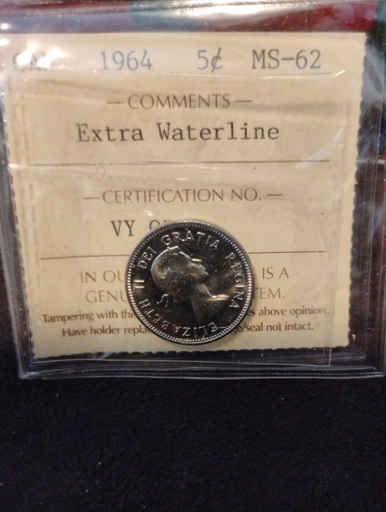 1964 canadian 5 cent MS 62 XWL