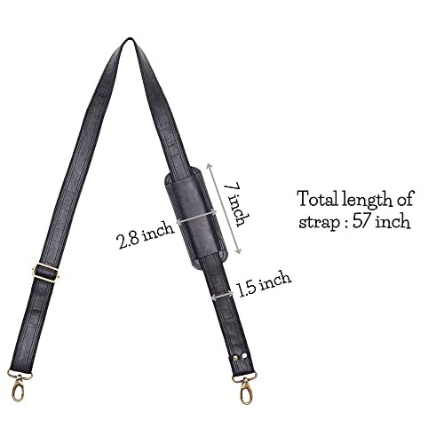 Genuine Leather Black Shoulder Strap Replacement Adjustable with Metal Hook