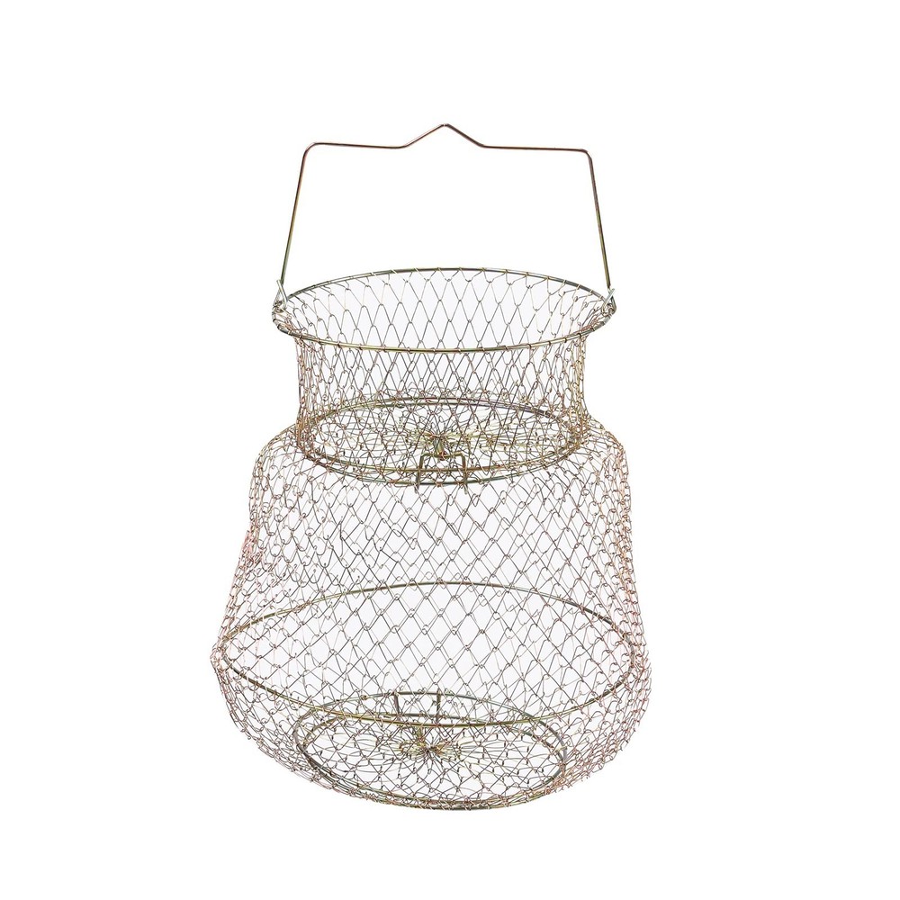 Rustproof Fish Basket Collapsible Floating Galvanized Steel Wire Fish Net Cag...