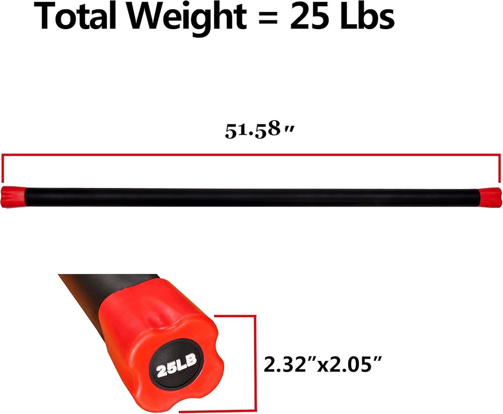 Total Body Weighted Workout Bar Exercise Bar Multiple Sizes 25lbs
