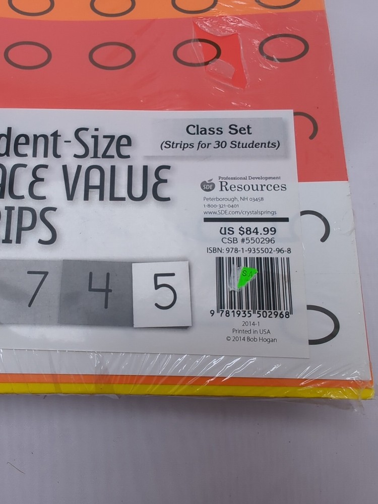 Student Size Place Value Strips Class Set Strips For 30 Students