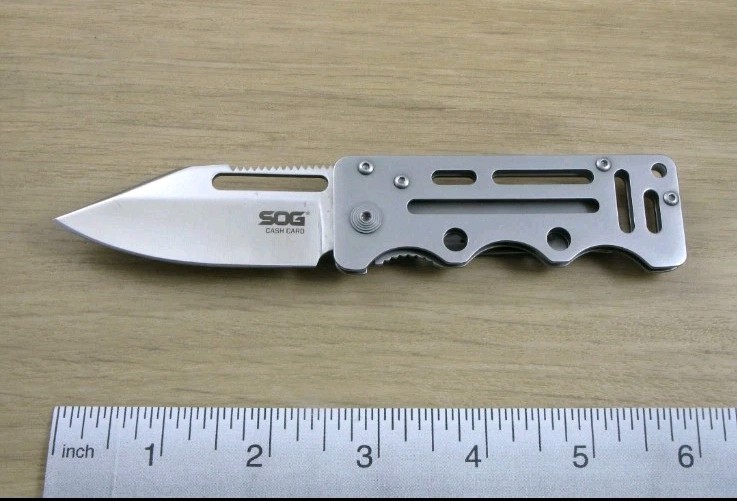 SOG Cash Card Folding Knife Money Clip Plain Edge Stainless