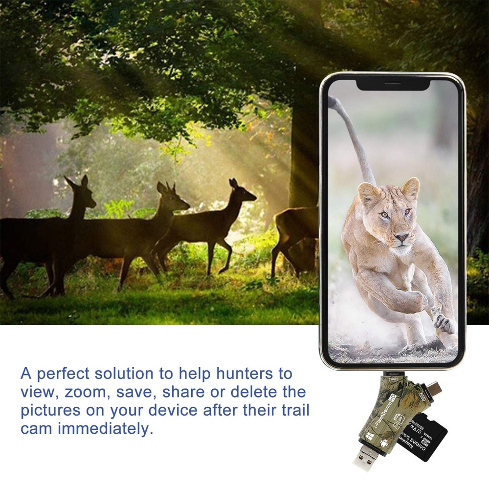Liplasting Trail Camera Viewer SD Card Reader for iPhone iPad Mac & Black