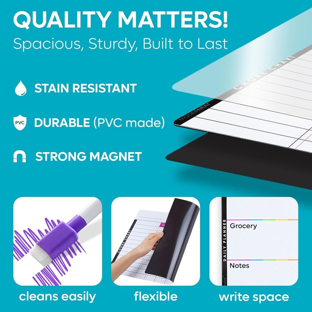 Multi-User Magnetic Whiteboard & Chore Chart Set - Bring Fun to Responsibility