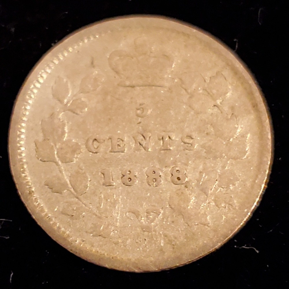 1888 Canada 5 Cent Silver Foreign Coin