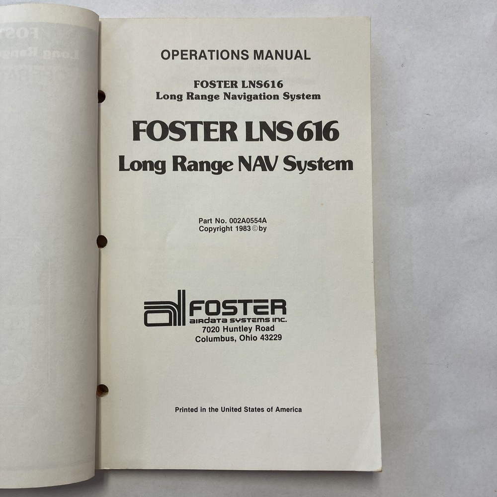 Foster LNS616 Long Range Navigation System Operation Manual