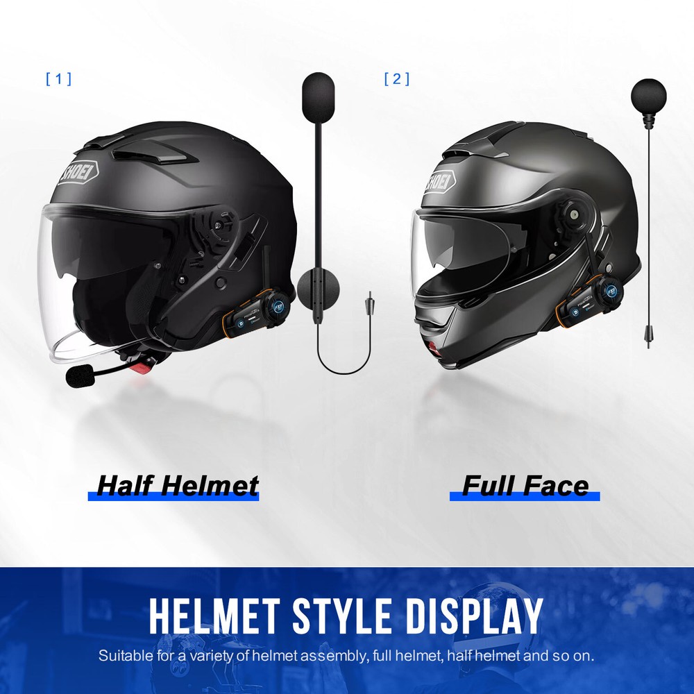 FX8 Pro Motorcycle Helmet Intercom Bluetooth Headset 8 Riders 1KM Communication