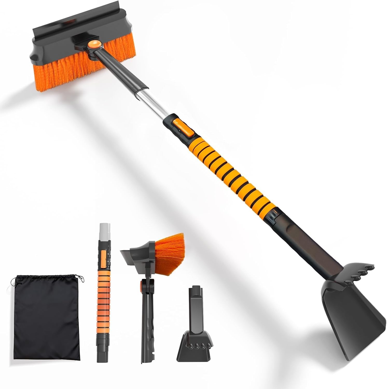 3-in-1 Snow Brush & Ice Scraper with 42” Extendable Handle