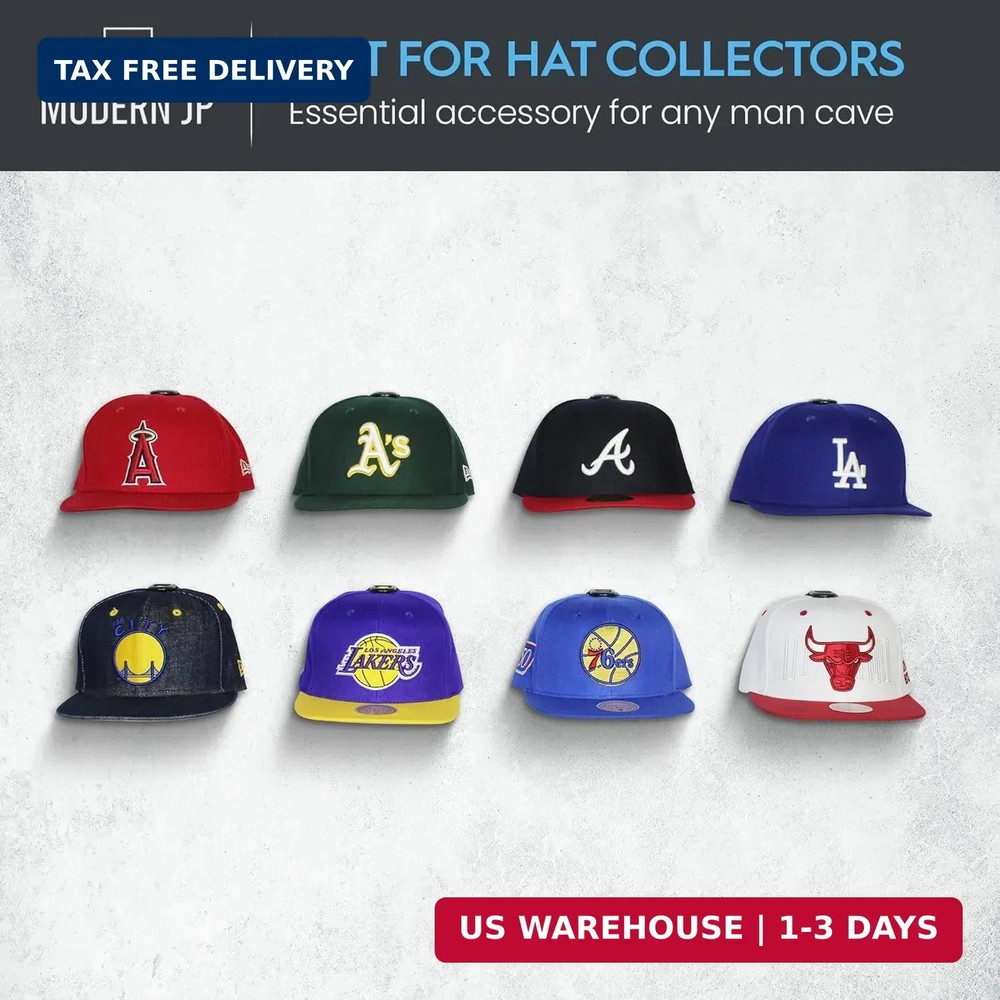 Modern JP Adhesive Hat Hooks for Wall (16-Pack) - Hat Rack for Baseball Caps, Mi