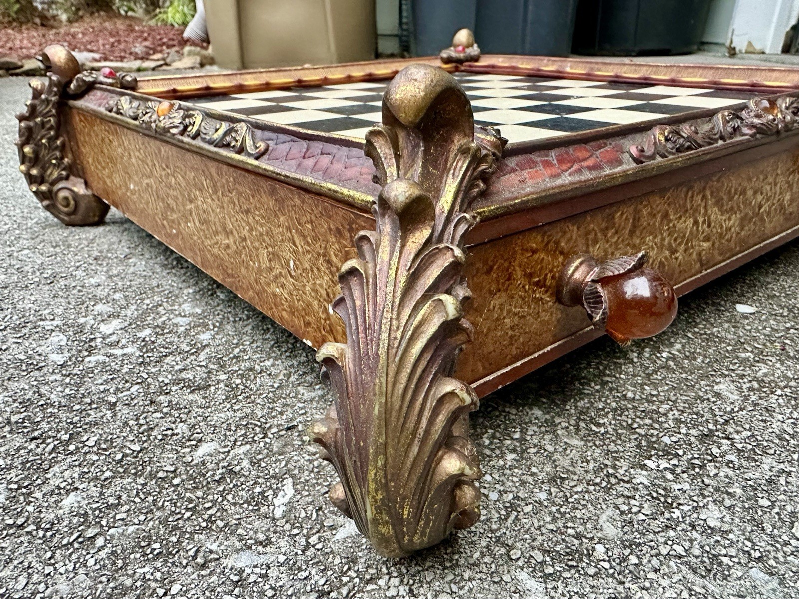 Oriental Accent Safari Wildlife Chess Set Hand Painted Resin Piece Storage Board