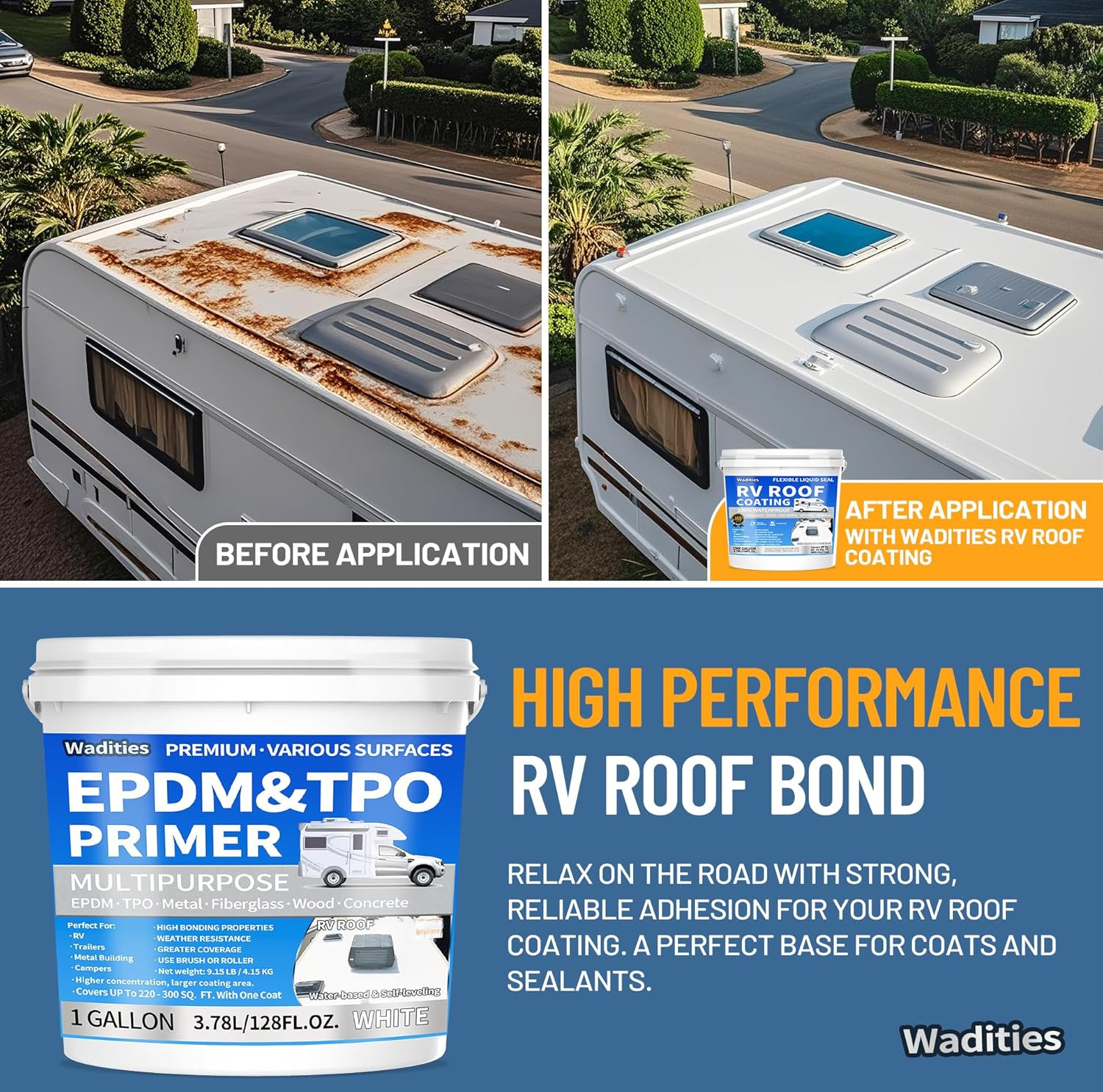 Premium EPDM & TPO Primer for RV Roofs - 1 Gallon, High Performance