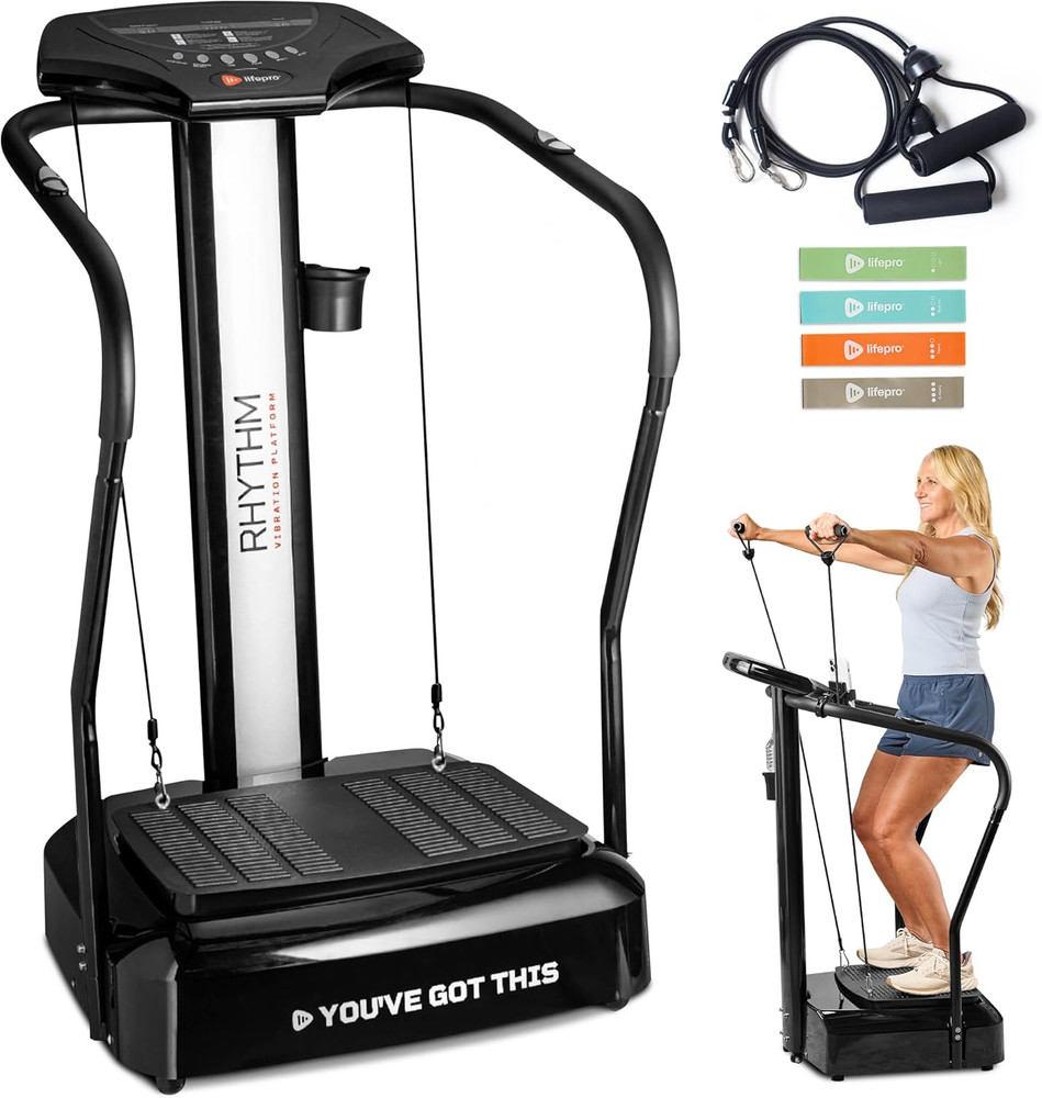 Rhythm Vibration Plate Exercise Machine with Handles for Balance Support – Vibra