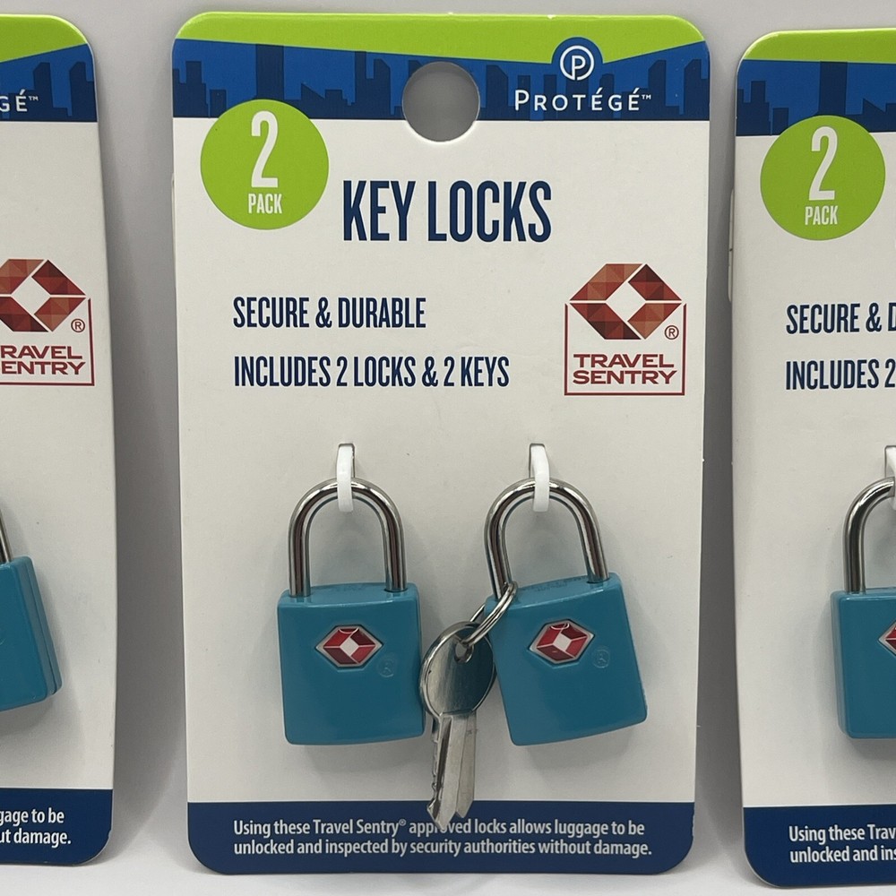 Protege Luggage Locks TSA Accepted & Recognized TEAL 3 Sets, 6 Total Locks