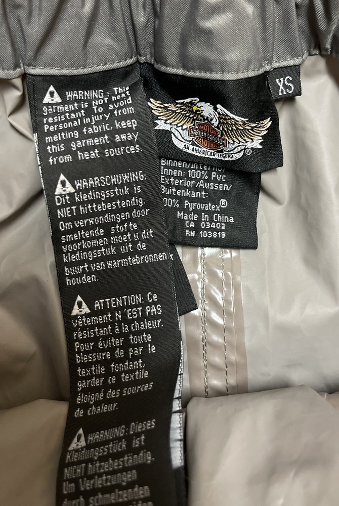 Harley Davidson Rain Pants WIndbreaker Sz XS EUC