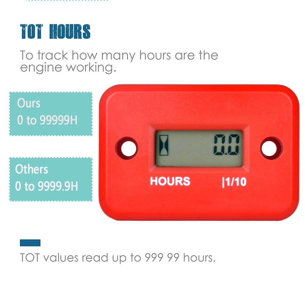 Inductive Hour Meter Maintenance Reminder Engine For Motorcycle Boat Waterproof