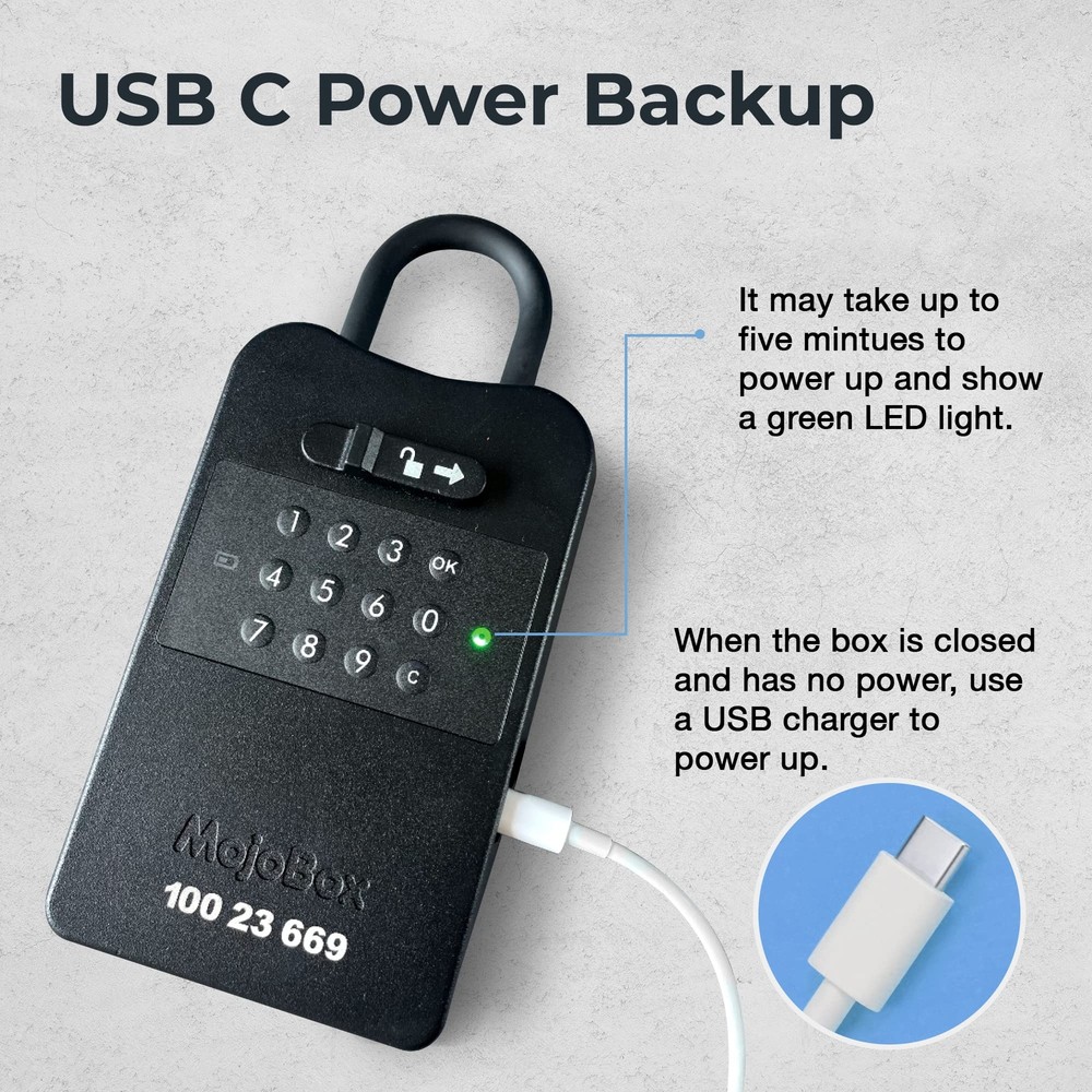 MojoBox, Digital Lockbox, Bluetooth Key Lockbox, iOS/Android App Remotely Genera