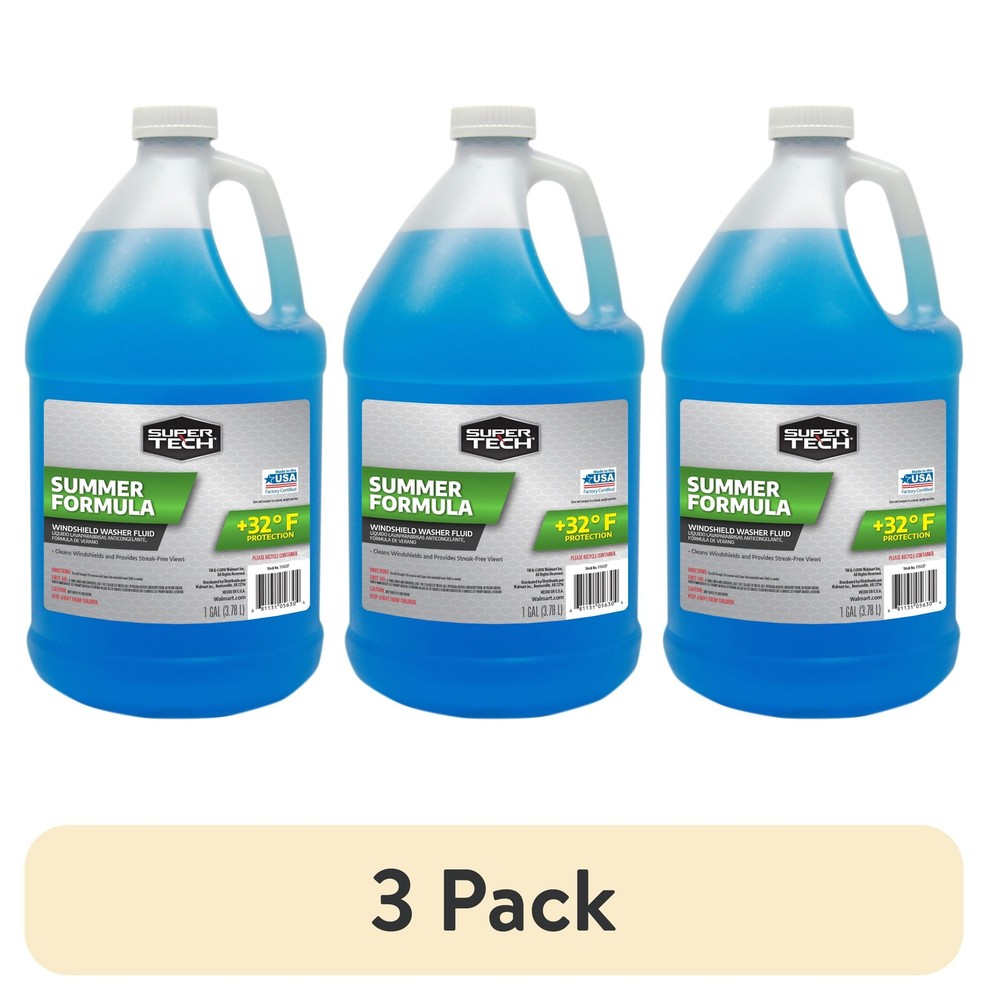 (3 Pack) Super Tech Summer Formula Windshield Washer Fluid +32F - 1 Gallon Each