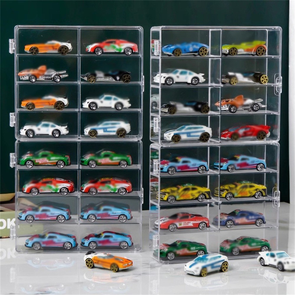 4Pcs Car Display Case 1/64 Scale Compatible With H-W 32 Compartments