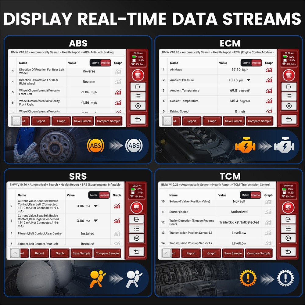 ANCEL DS100 Car OBD2 Scanner Diagnostic Tool ABS SRS Engine Code Reader EPB TPMS